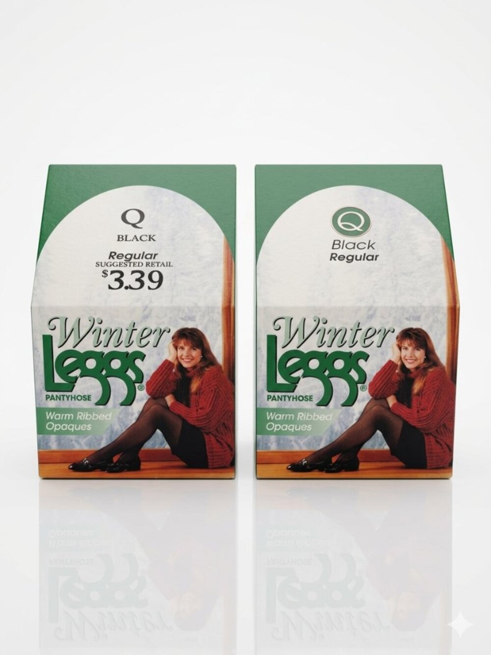 Vintage 90s Winter Leggs Pantyhose Black Ribbed Opaque Sz Q 2 Pack NEW